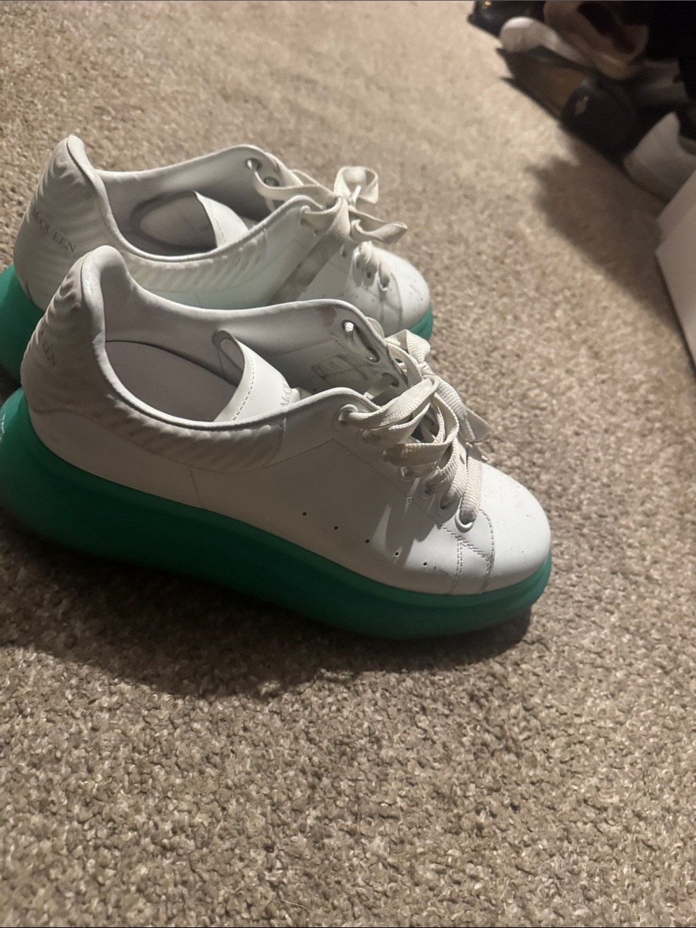 Alexander McQueen White Sneakers with Teal Platform for men